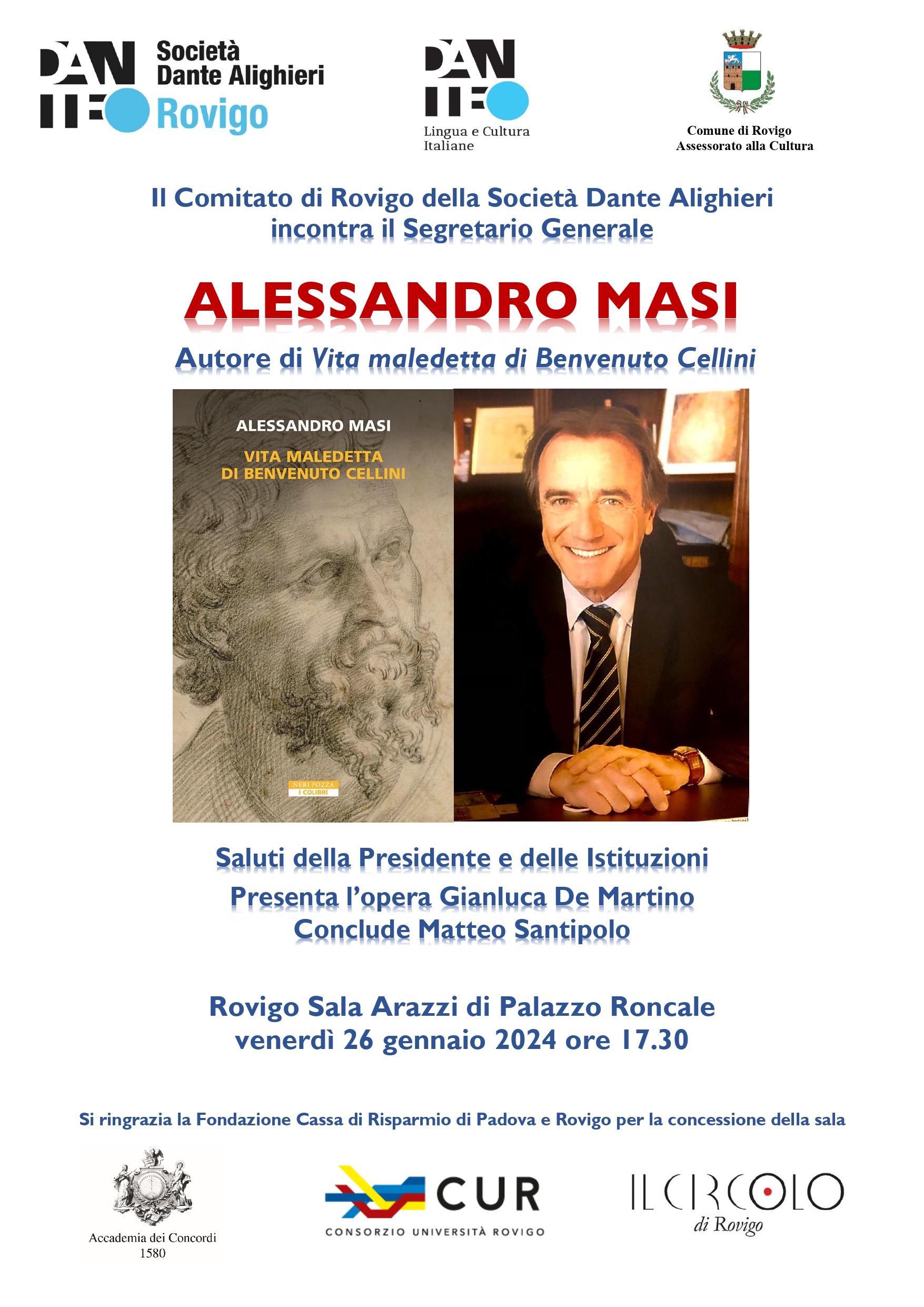 Cartellone eventi 2024: primo appuntamento con Alessandro Masi e il suo ultimo libro