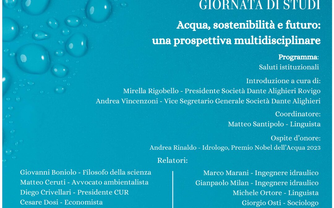 Giornata di studi: Acqua, sostenibilità e futuro: una prospettiva multidisciplinare