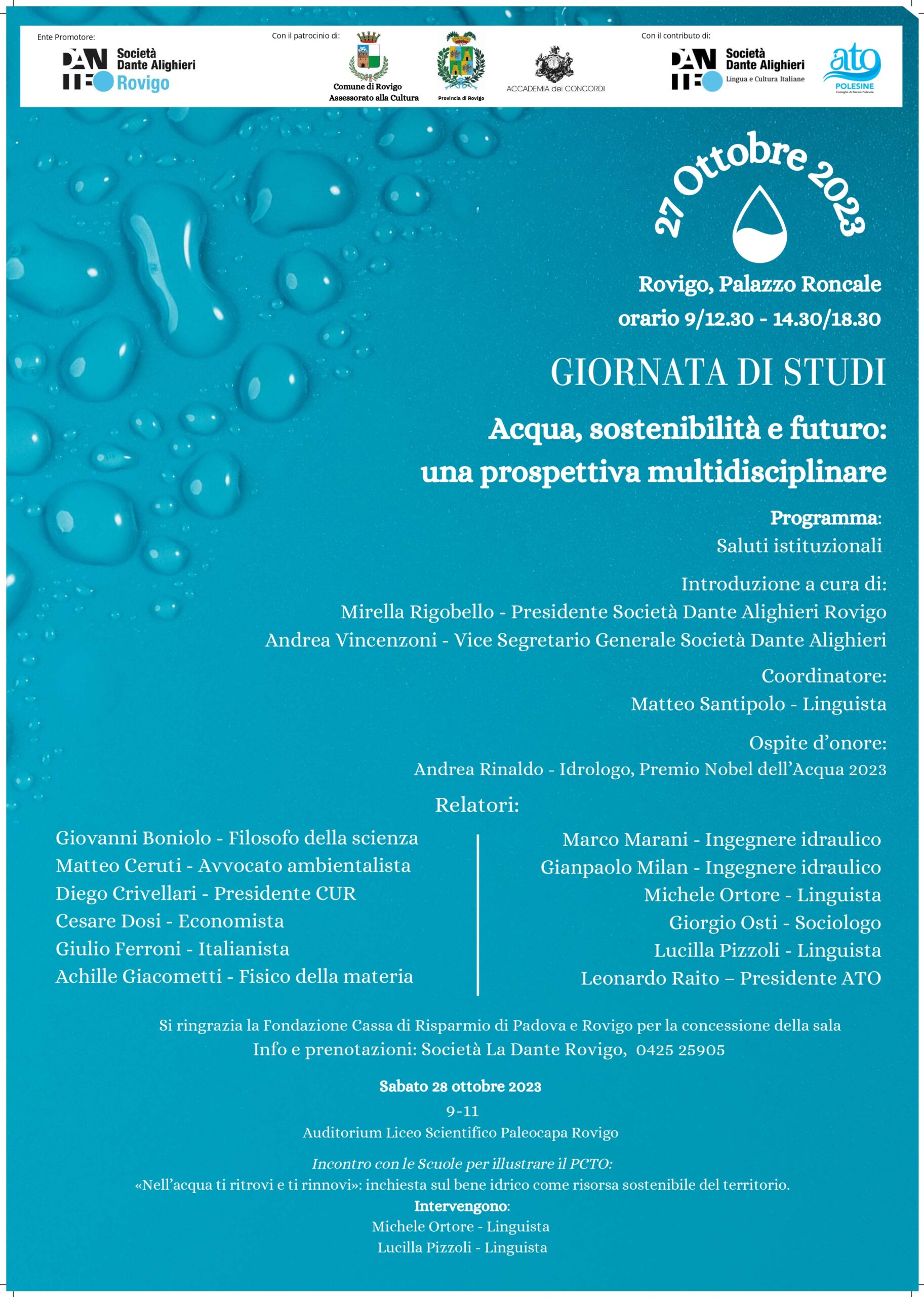 Giornata di studi: Acqua, sostenibilità e futuro: una prospettiva multidisciplinare